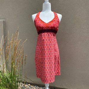 Athleta  Printed Pack Everywhere Halter Dress - red orange & purple -
size 0